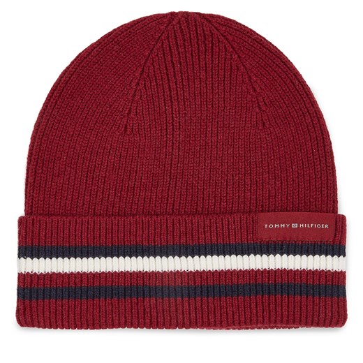 Czapka Tommy Hilfiger Corporate Beanie AM0AM11484 Czerwony ze sklepu eobuwie.pl w kategorii Czapki zimowe męskie - zdjęcie 166885554