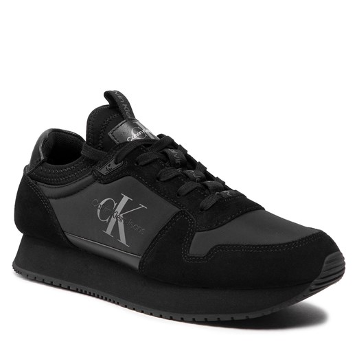 Sneakersy Calvin Klein Jeans Runner Sock Laceup Ny-Lth YM0YM00553 Triple Black 40 eobuwie.pl okazja