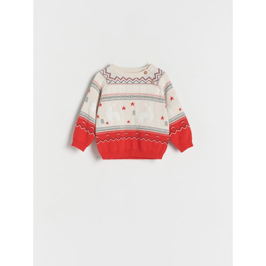 Reserved - Żakardowy sweter ze świątecznym wzorem - kremowy ze sklepu Reserved w kategorii Bluzy i swetry - zdjęcie 166888502