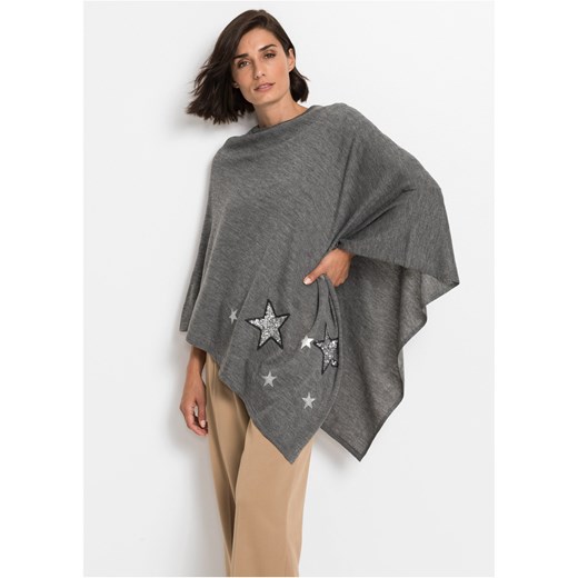 Poncho w gwiazdy z cekinów One Size bonprix