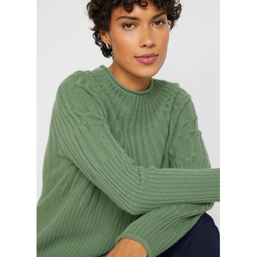 Sweter wełniany z materiału z domieszką Good Cashmere Standard® 44/46 bonprix