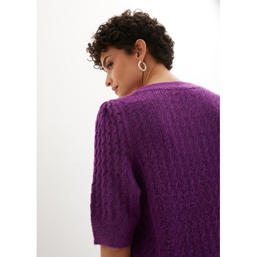 Sweter rozpinany, krótki rękaw 56/58 bonprix