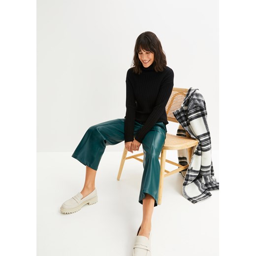 Spodnie culotte ze sztucznej skóry 40 bonprix