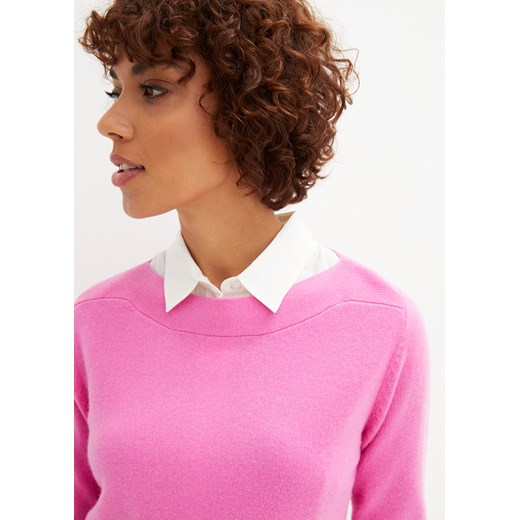 Sweter wełniany z dekoltem w łódkę, z domieszką materiału Good Cashmere 52/54 bonprix