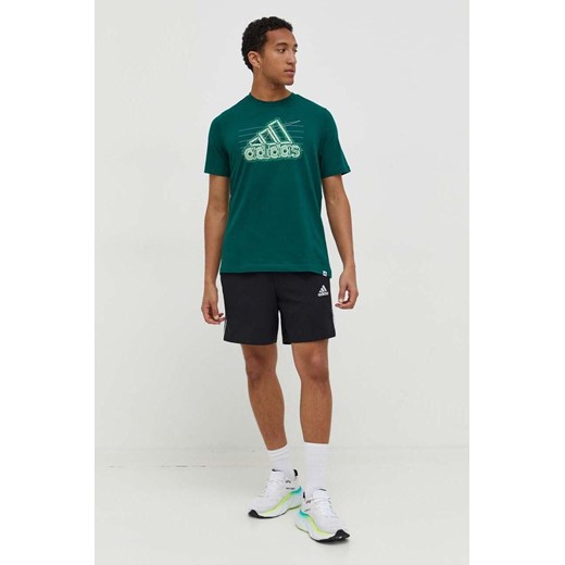 adidas t-shirt bawełniany męski kolor zielony z nadrukiem L ANSWEAR.com