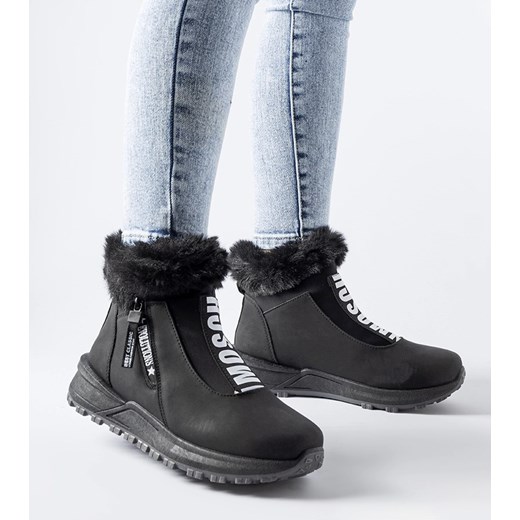Czarne ocieplane wysokie sneakersy Oneglia ze sklepu gemre w kategorii Śniegowce damskie - zdjęcie 166929963