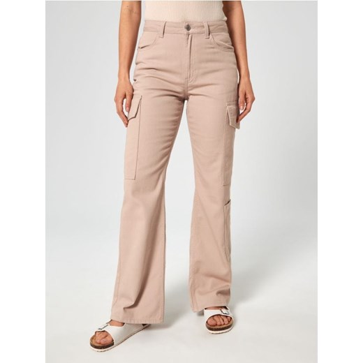 Sinsay - Jeansy wide leg high waist - kremowy Sinsay 38 Sinsay okazja
