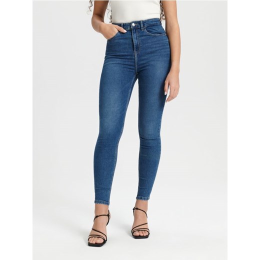 Sinsay - Jeansy skinny high waist - granatowy ze sklepu Sinsay w kategorii Jeansy damskie - zdjęcie 166932242