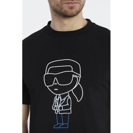Czarny t-shirt męski Karl Lagerfeld z elastanu z krótkim rękawem młodzieżowy 