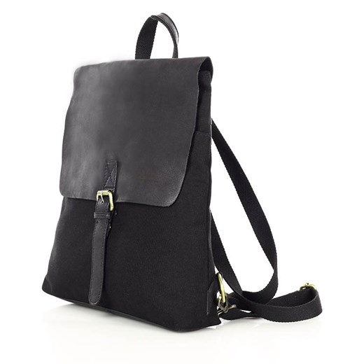 Plecak damski miejski A4 skóra + materiał - MARCO MAZZINI czarny ze sklepu Verostilo w kategorii Plecaki - zdjęcie 166935890