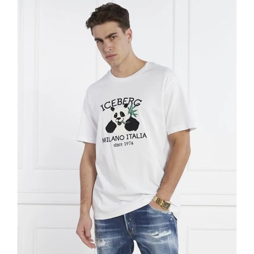 Iceberg t-shirt męski w sportowym stylu z krótkimi rękawami 