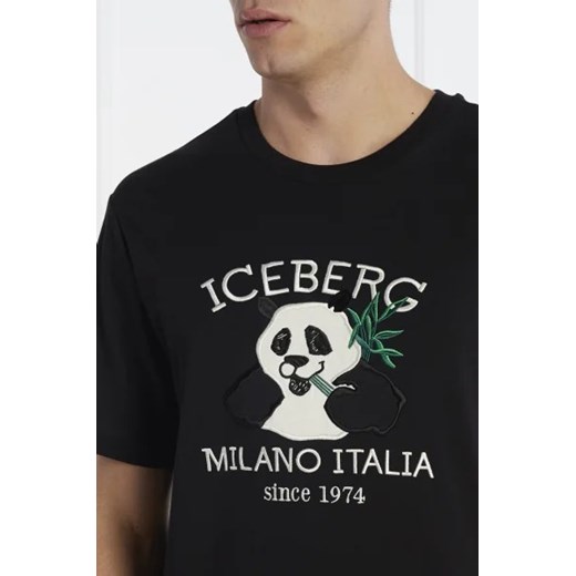 T-shirt męski Iceberg z krótkimi rękawami z napisami