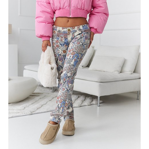 Beżowe wzorzyste spodnie Secchiano ze sklepu gemre w kategorii Spodnie damskie - zdjęcie 166946171