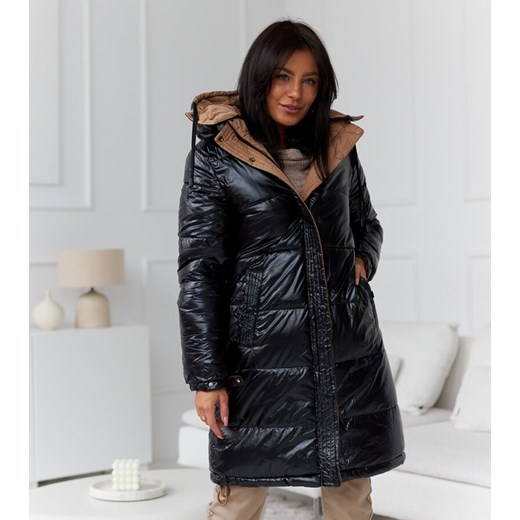 Czarno-brązowa ciepła kurtka dwustronna Scalette ze sklepu gemre w kategorii Kurtki damskie - zdjęcie 166946224
