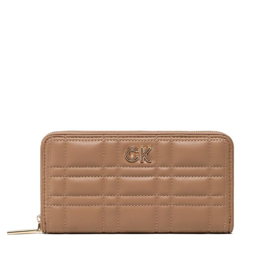 Duży Portfel Damski Calvin Klein Re-Lock Quilt Z/A Wallet Lg K60K609912 Brązowy ze sklepu eobuwie.pl w kategorii Portfele damskie - zdjęcie 166955953