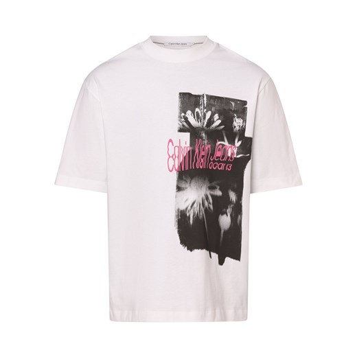 Calvin Klein Jeans T-shirt męski Mężczyźni Bawełna biały nadruk ze sklepu vangraaf w kategorii T-shirty męskie - zdjęcie 166963233