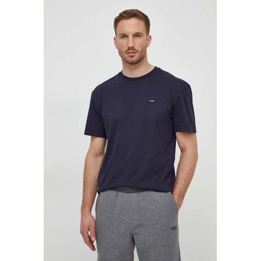 Calvin Klein t-shirt bawełniany męski kolor granatowy gładki ze sklepu ANSWEAR.com w kategorii T-shirty męskie - zdjęcie 166977604