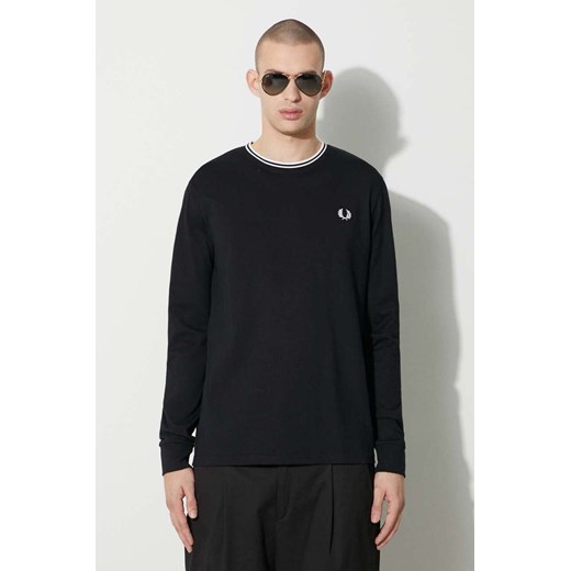 Fred Perry longsleeve bawełniany kolor czarny z aplikacją M9602.102 ze sklepu PRM w kategorii T-shirty męskie - zdjęcie 166979464