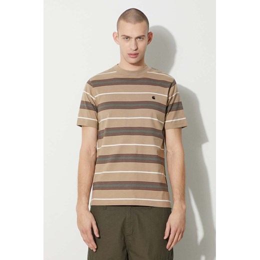 Carhartt WIP t-shirt bawełniany S/S Haynes T-Shirt męski kolor beżowy wzorzysty I032848.1XJXX ze sklepu PRM w kategorii T-shirty męskie - zdjęcie 166979523