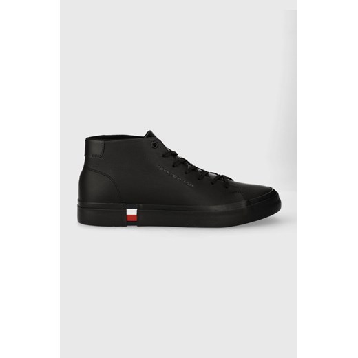 Tommy Hilfiger sneakersy skórzane HI VULC LEATHER DETAIL kolor czarny FM0FM05045 ze sklepu ANSWEAR.com w kategorii Trampki męskie - zdjęcie 166982742