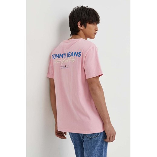 Tommy Jeans t-shirt bawełniany męski kolor różowy z nadrukiem Tommy Jeans M ANSWEAR.com
