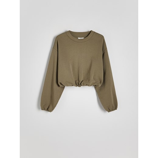 Reserved - Bawełniana bluza oversize - oliwkowy ze sklepu Reserved w kategorii Bluzy damskie - zdjęcie 166990243