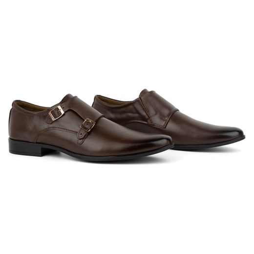 Skórzane buty wizytowe Monki 287LU ciemny brąz ze sklepu butyolivier w kategorii Buty eleganckie męskie - zdjęcie 166990341