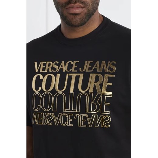 T-shirt męski Versace Jeans na wiosnę wielokolorowy bawełniany 