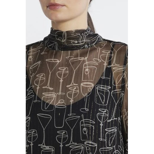 Sukienka Riani casualowa trapezowa z długim rękawem w abstrakcyjnym wzorze 