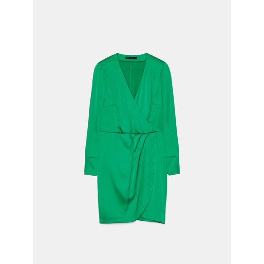 Mohito - Zielona sukienka mini z kopertowym dekoltem - Zielony Mohito 32 okazja Mohito