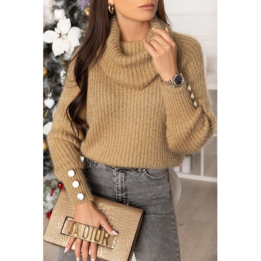 Sweter damski BENDITA BEIGE ze sklepu Ivet Shop w kategorii Swetry damskie - zdjęcie 167001341