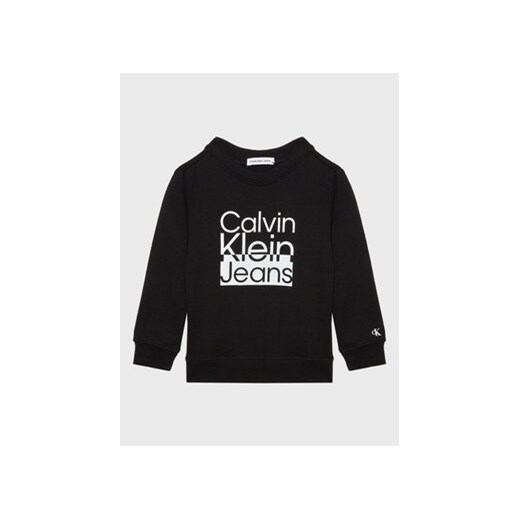 Calvin Klein Jeans Bluza Box Logo IB0IB01438 Czarny Regular Fit 10Y wyprzedaż MODIVO