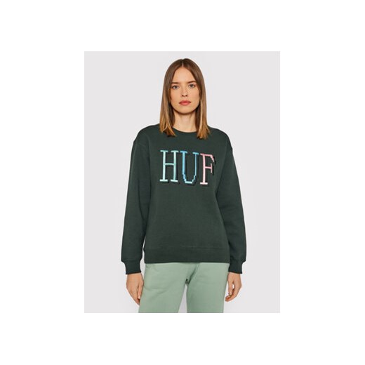 HUF Bluza 8-Bit Crew WPF0009 Zielony Relaxed Fit Huf S wyprzedaż MODIVO