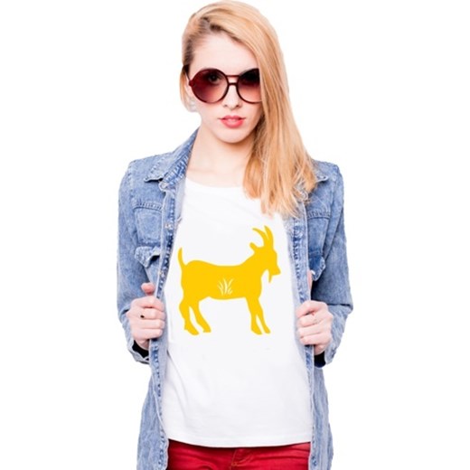 T-SHIRT Koszulka damska KOZA mybaze-com niebieski bawełna