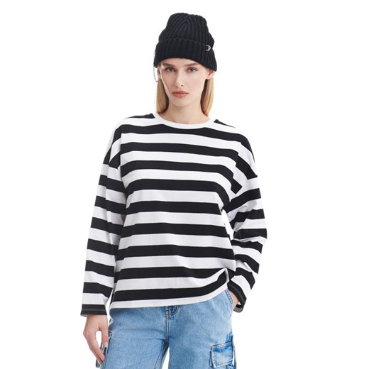 Cropp - Czarno-biała bluzka w paski - wielobarwny Cropp XS Cropp