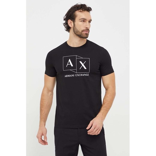 Armani Exchange t-shirt bawełniany męski kolor czarny z nadrukiem 3DZTAD ZJ9AZ ze sklepu ANSWEAR.com w kategorii T-shirty męskie - zdjęcie 167339663
