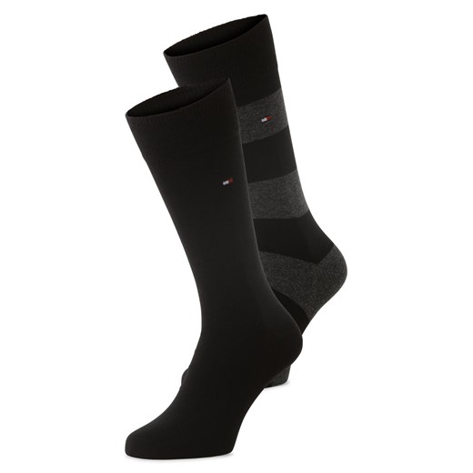 Tommy Hilfiger Skarpety pakowane po 2 szt. Mężczyźni czarny jednolity ze sklepu vangraaf w kategorii Skarpetki męskie - zdjęcie 167342932