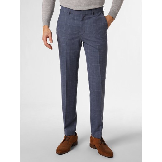 BOSS Męskie spodnie od garnituru modułowego Mężczyźni Regular Fit Wełna niebieski w kratkę ze sklepu vangraaf w kategorii Spodnie męskie - zdjęcie 167342964