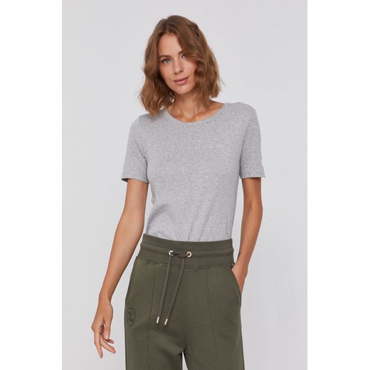 United Colors of Benetton T-shirt bawełniany kolor szary ze sklepu ANSWEAR.com w kategorii Bluzki damskie - zdjęcie 167347673