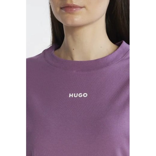 Bluzka damska Hugo Boss z krótkim rękawem fioletowa casual bawełniana 