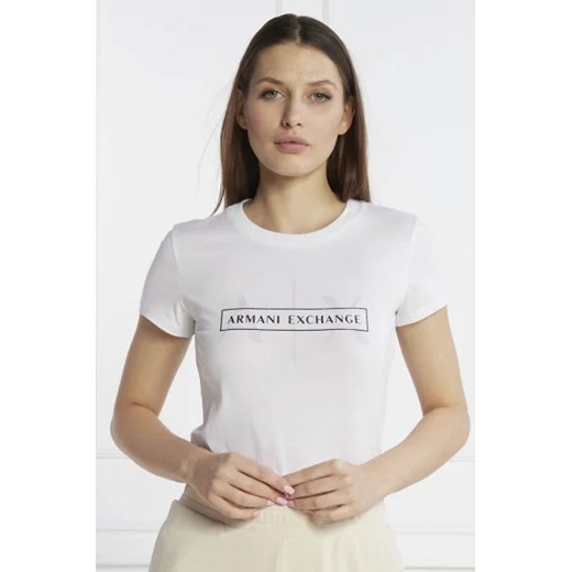 Bluzka damska Armani Exchange biała bawełniana