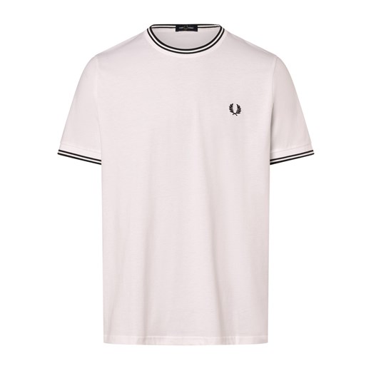 Fred Perry T-shirt męski Mężczyźni Bawełna biały jednolity ze sklepu vangraaf w kategorii T-shirty męskie - zdjęcie 167361680