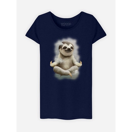 WOOOP Koszulka &quot;Sloth Meditate&quot; w kolorze granatowym ze sklepu Limango Polska w kategorii Bluzki damskie - zdjęcie 167364900