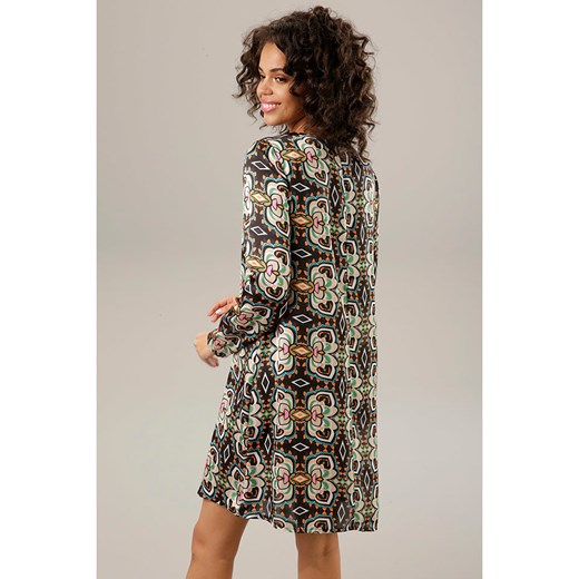 Aniston Sukienka w kolorze czarnym ze wzorem Aniston 44 okazja Limango Polska