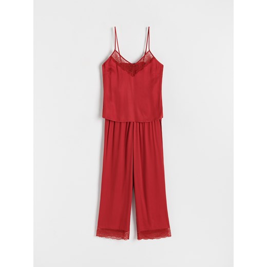 Reserved - Dwuczęściowa piżama z koronką - czerwony Reserved L Reserved