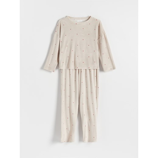 Reserved - Dwuczęściowa piżama - kremowy ze sklepu Reserved w kategorii Piżamy damskie - zdjęcie 167366843