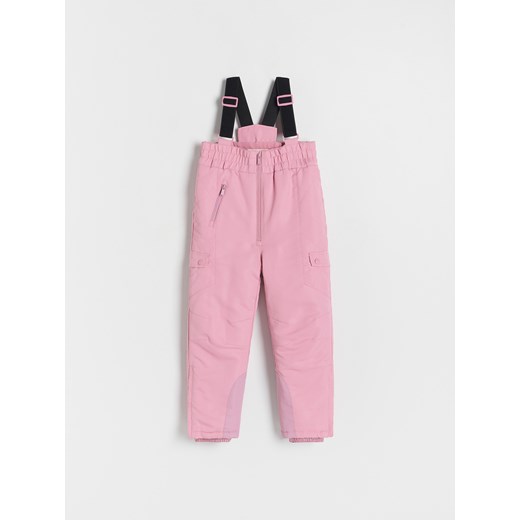 Reserved - Ocieplane spodnie na szelkach - brudny róż ze sklepu Reserved w kategorii Spodnie dziewczęce - zdjęcie 167367023