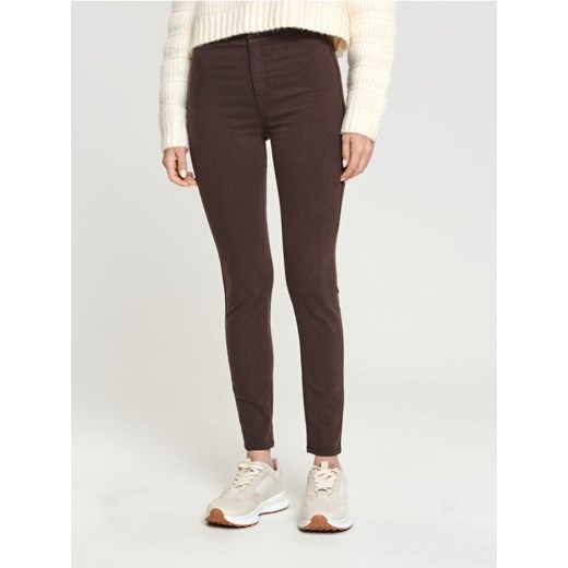 Sinsay - Jegginsy skinny high waist - dark grey jeans ze sklepu Sinsay w kategorii Spodnie damskie - zdjęcie 167367480
