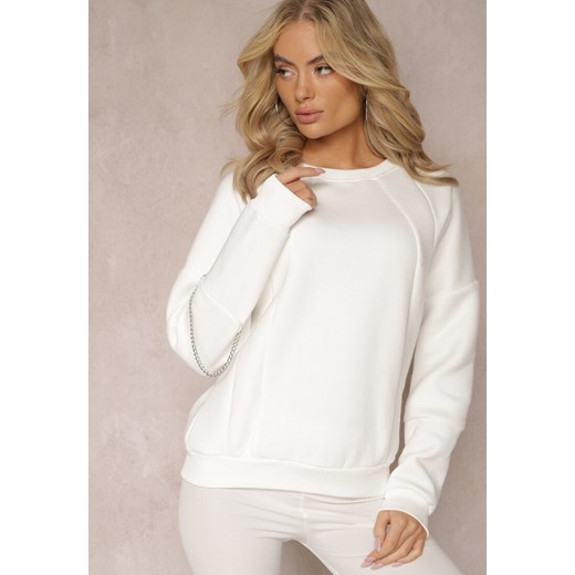 Biała Bawełniana Bluza z Łańcuszkiem Eleutia ze sklepu Renee odzież w kategorii Bluzy damskie - zdjęcie 167367771