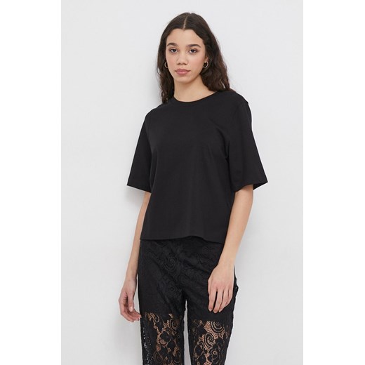 United Colors of Benetton t-shirt bawełniany kolor czarny ze sklepu ANSWEAR.com w kategorii Bluzki damskie - zdjęcie 167375143